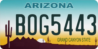 AZ license plate BOG5443
