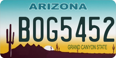 AZ license plate BOG5452