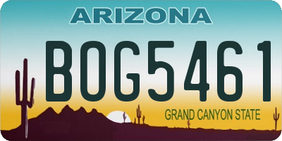 AZ license plate BOG5461