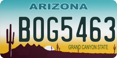 AZ license plate BOG5463