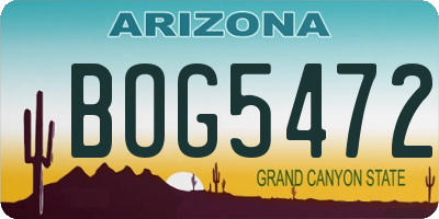 AZ license plate BOG5472