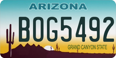 AZ license plate BOG5492
