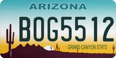 AZ license plate BOG5512