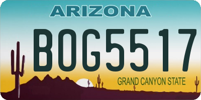 AZ license plate BOG5517