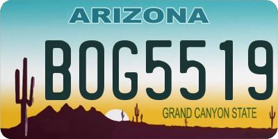 AZ license plate BOG5519