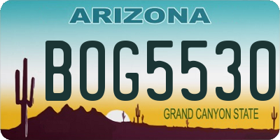 AZ license plate BOG5530