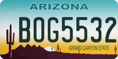 AZ license plate BOG5532