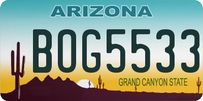 AZ license plate BOG5533