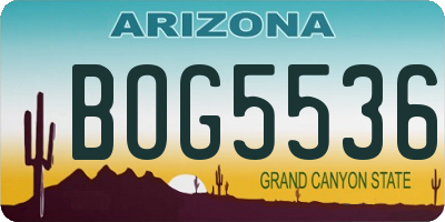 AZ license plate BOG5536