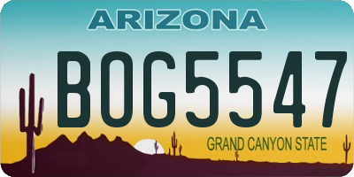 AZ license plate BOG5547