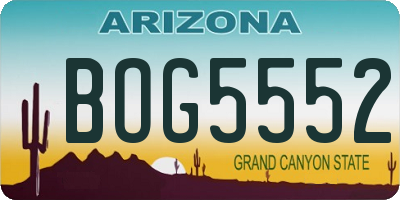 AZ license plate BOG5552