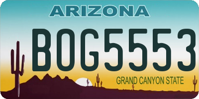 AZ license plate BOG5553