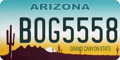 AZ license plate BOG5558