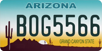 AZ license plate BOG5566