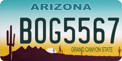 AZ license plate BOG5567