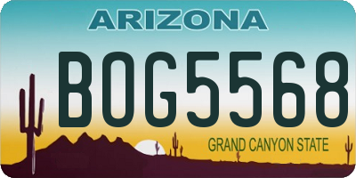 AZ license plate BOG5568