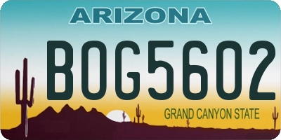 AZ license plate BOG5602