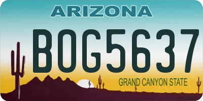 AZ license plate BOG5637