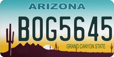 AZ license plate BOG5645