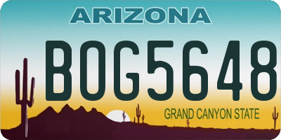 AZ license plate BOG5648