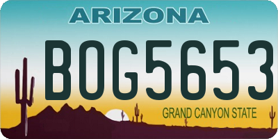 AZ license plate BOG5653