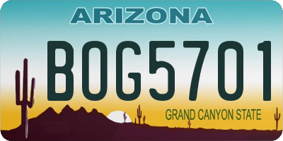 AZ license plate BOG5701