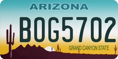 AZ license plate BOG5702