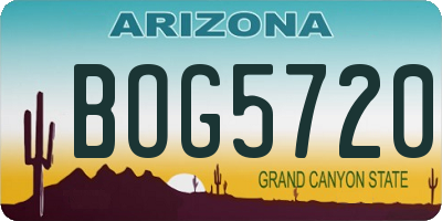 AZ license plate BOG5720
