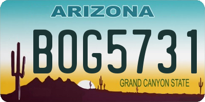 AZ license plate BOG5731