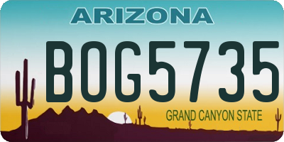 AZ license plate BOG5735
