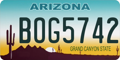 AZ license plate BOG5742