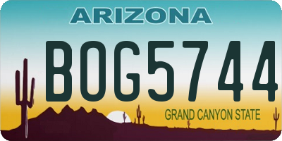 AZ license plate BOG5744
