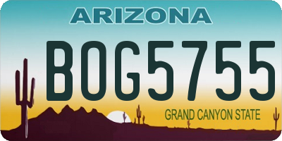 AZ license plate BOG5755