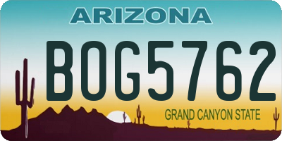AZ license plate BOG5762