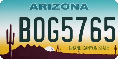 AZ license plate BOG5765