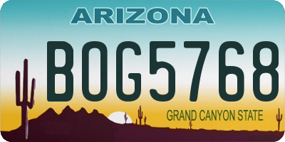 AZ license plate BOG5768
