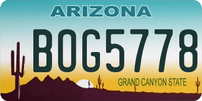 AZ license plate BOG5778