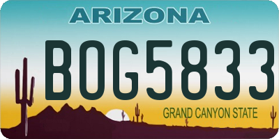 AZ license plate BOG5833