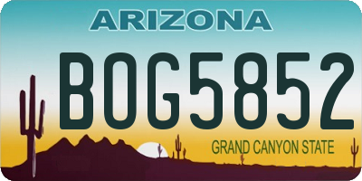 AZ license plate BOG5852