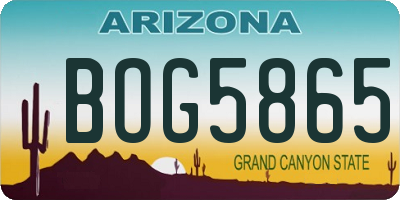 AZ license plate BOG5865