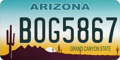 AZ license plate BOG5867