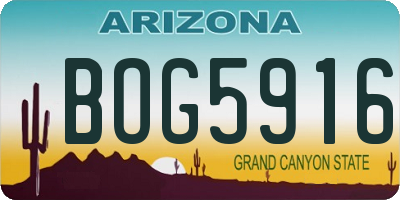 AZ license plate BOG5916