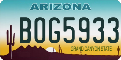 AZ license plate BOG5933