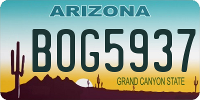 AZ license plate BOG5937