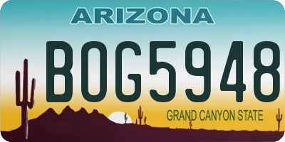 AZ license plate BOG5948