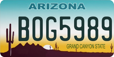 AZ license plate BOG5989