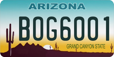 AZ license plate BOG6001