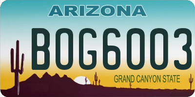 AZ license plate BOG6003