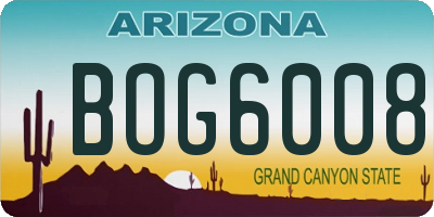 AZ license plate BOG6008