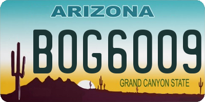 AZ license plate BOG6009